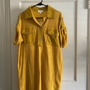 GAP Mustard Ribbed Button-Up Dress